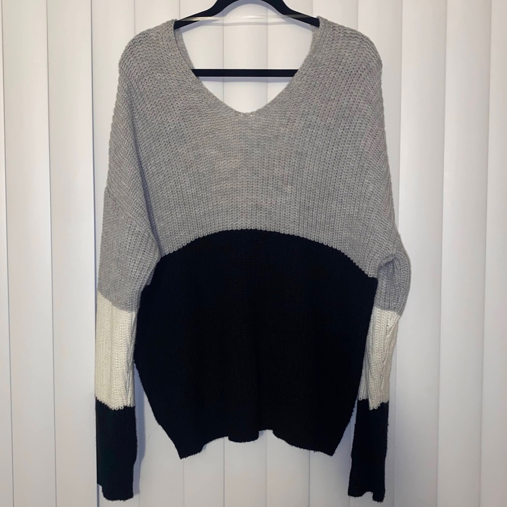 Striped Sweater with Design I’m Back